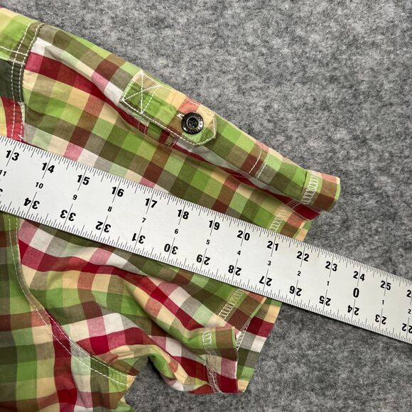 Parish Nation Men's Button Down Shirt Size 3XL Yellow Green Plaid Short Sleeves - Picture 6 of 6